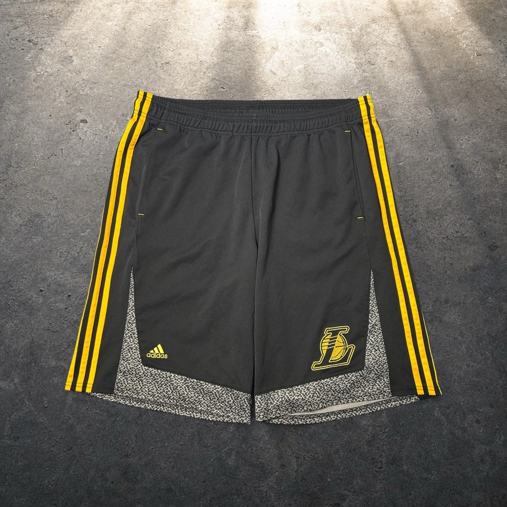 Adidas Los Angeles Lakers Basketball Shorts Black Yellow Mens XL Baggy Retro